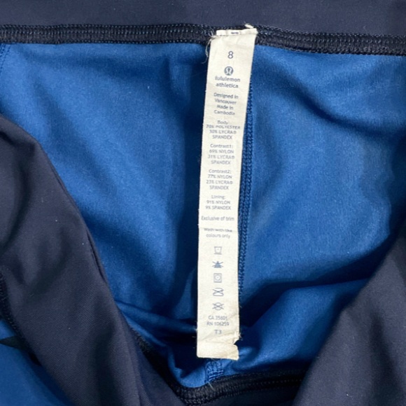 Lululemon Run Inspire Crop II Blue Watercolor Floral Print Leggings Size 8 - Picture 16 of 16